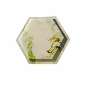 Δίσκος διακόσμησης χειροποίητος από ρητίνη νερού εξάγωνος shine 11,5x10x1,1cm - ρητίνη, πιατάκια & δίσκοι