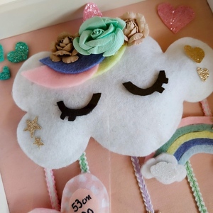 Ξύλινο καδράκι Unicorn on a rainbow, 20*25 εκ. - πίνακες & κάδρα, κορίτσι, μονόκερος - 2