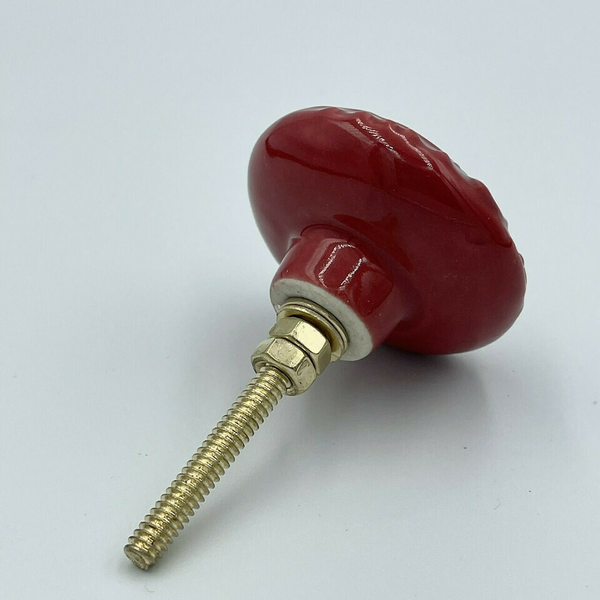 ToPomolaki C103Β πόμολο επίπλου απο κεραμικό κόκκινο Φ40mm με ανάγλυφο - διακόσμηση - 2