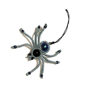 Μπρελόκ *SPIDER SHV* για κλειδιά και τηλέφωνα, με τεχνη μακραμε. - ύφασμα, γυαλί, μακραμέ, γούρια, αυτοκινήτου - 3
