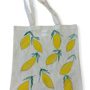 Πάνινη τσάντα lemons - ύφασμα, ώμου, all day, tote