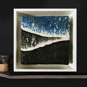 Επιτραπέζιο διακοσμητικό από ξύλο, χειροποίητο 24X24 CM "BLACK SAND" - πίνακες & κάδρα, θάλασσα, διακοσμητικά, ξύλο