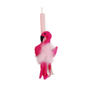 Λαμπάδα χειροποίητο πάνινο Φλαμίγκο 30εκ. - κορίτσι, λαμπάδες, flamingos, για παιδιά, δώρο πάσχα