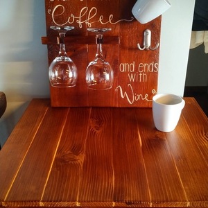 Coffee & Wine Stand - ξύλο, κούπες & φλυτζάνια - 2