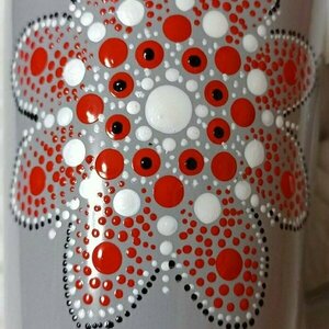 Κεραμική κούπα χειροποίητη με σχέδιο "flower" Mandala 320ml - πηλός, κούπες & φλυτζάνια - 2