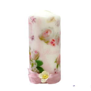 Διακοσμητικό κερί με ρομαντικό θέμα Yψος 15cm - λουλούδια, ρεσώ & κηροπήγια, romantic, διακοσμητικά, διακόσμηση σαλονιού