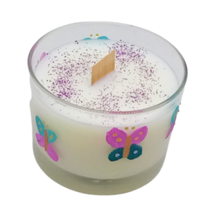 Χειροποίητο κερί σόγιας σε γυάλινο ποτήρι ζωγραφισμένο στο χέρι με άρωμα Νάρκισσος και λοτός ( 165 ml ) - αρωματικά κεριά, αρωματικό, σόγια, soy wax