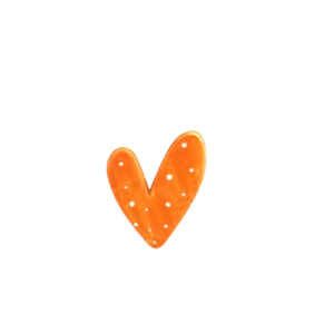 Κεραμικός μαγνήτης καρδουλα πορτοκάλι με λευκές βουλες - μαγνητάκια ψυγείου, πηλός, κεραμικό, καρδιά
