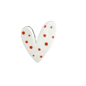 Κεραμική καρδούλα κόκκινες βουλες - καρδιά, πηλός, κεραμικό, μαγνητάκια ψυγείου