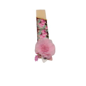 Αρωματική Λαμπάδα Με Κλιπ Μαλλιών Κοντή 20cm Floral Eκρού Ροζ - κορίτσι, λαμπάδες, για παιδιά, αρωματικές λαμπάδες - 3