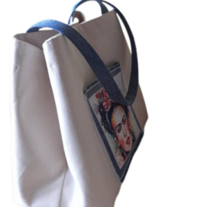 τσάντα ώμου βαμβακερή με Φρίντα - ύφασμα, ώμου, all day - 3