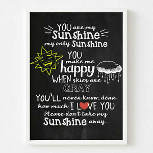Poster You are my sunshine 21x30cm Σε Πλαστική Κορνίζα - πίνακες & κάδρα, κορνίζες