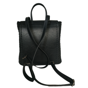 Χειροποίητη πλεκτή τσάντα backpack σε μαύρο - πλάτης, μεγάλες, all day, δερματίνη, πλεκτές τσάντες - 4