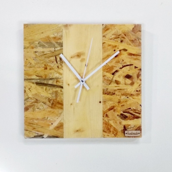 Ρολόι τοίχου από ξύλο OSB με αριθμούς-διαστασεις 29χ29χ2 εκ. - ξύλο, ρολόι, διακόσμηση, τοίχου, πρωτότυπα δώρα - 2