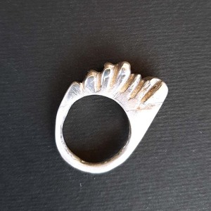 Ασημένιο δαχτυλίδι με ακανόνιστο σχέδιο - ασήμι, μοντέρνο, σταθερά, μεγάλα - 3