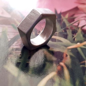 Ασημένιο δαχτυλίδι εξάγωνο - ασήμι, μοντέρνο, γεωμετρικά σχέδια, σταθερά - 2