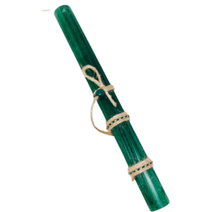 Λαμπάδα Αντρική Πράσινη Οβάλ 30cm Με Ξύλινη Χάντρα - αγόρι, λαμπάδες, για παιδιά, για εφήβους