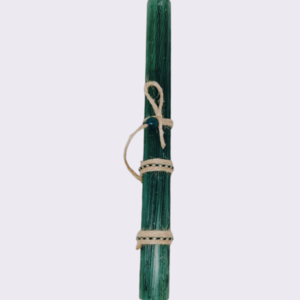 Λαμπάδα Αντρική Πράσινη Οβάλ 30cm Με Ξύλινη Χάντρα - αγόρι, λαμπάδες, για παιδιά, για εφήβους - 2