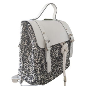 Backpack ασπρομαυρο - πλάτης, all day, νήμα, μεγάλες, πλεκτές τσάντες