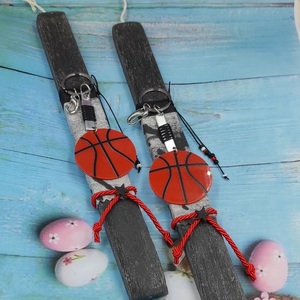Αρωματική μαύρη ξυστή πλακέ λαμπάδα 30cm με μπρελόκ μπάλα μπάσκετ - λαμπάδες, για παιδιά, για εφήβους, σπορ και ομάδες - 3