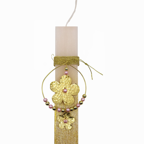 Αρωματική λαμπάδα με λουλούδια από σφυρήλατο χαλκό - χαλκός, λουλούδια, λαμπάδες, για ενήλικες, πάσχα 2022 - 2