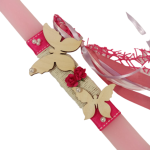 αρωματική λαμπάδα για κορίτσια με πεταλούδες 30 cm ροζ - κορίτσι, λαμπάδες, για παιδιά, για εφήβους