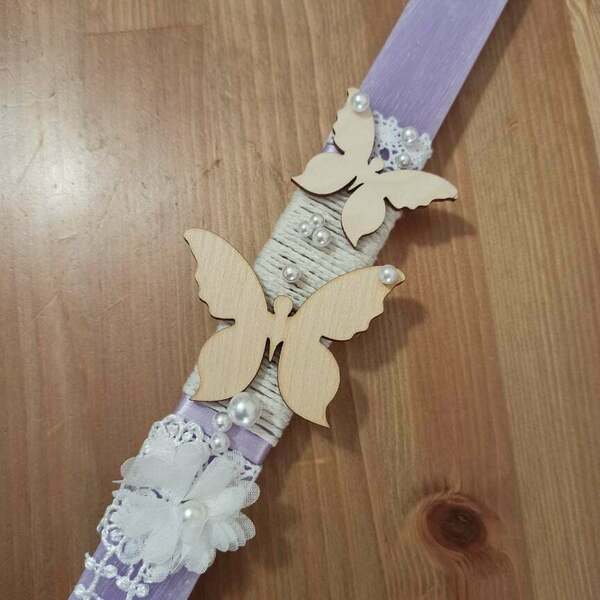 αρωματική λαμπάδα για κορίτσια με πεταλούδες 30 cm λιλά - μωβ - κορίτσι, πεταλούδα, για εφήβους - 4