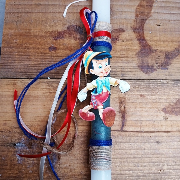 Αρωματική λαμπάδα πινόκιο ξύλινο μαγνητάκι - μήκος 30 εκ - αγόρι, λαμπάδες, για παιδιά, ήρωες κινουμένων σχεδίων, για μωρά - 2