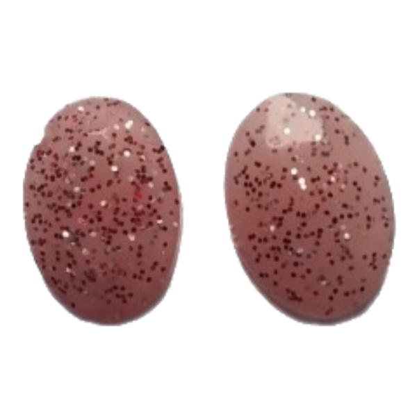 Σκουλαρίκια οβάλ καρφωτά από υγρό γυαλί σε ροζ χρώμα - γυαλί, καρφωτά, μικρά, ατσάλι