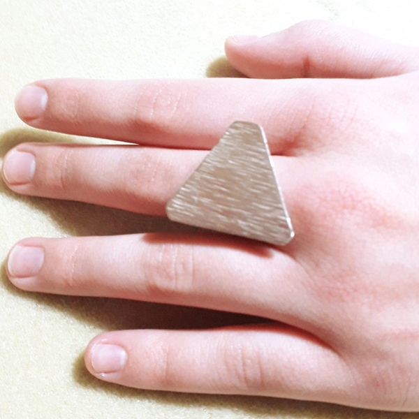 Δαχτυλίδι "τρίγωνο" - αλπακάς, γεωμετρικά σχέδια, μεγάλα, αυξομειούμενα - 2