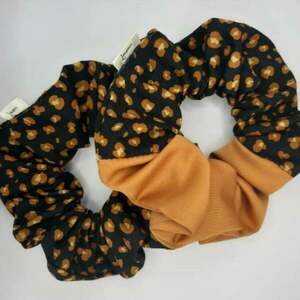 Scrunchie classic leopard μαύρο - ύφασμα, χειροποίητα, λαστιχάκια μαλλιών - 2
