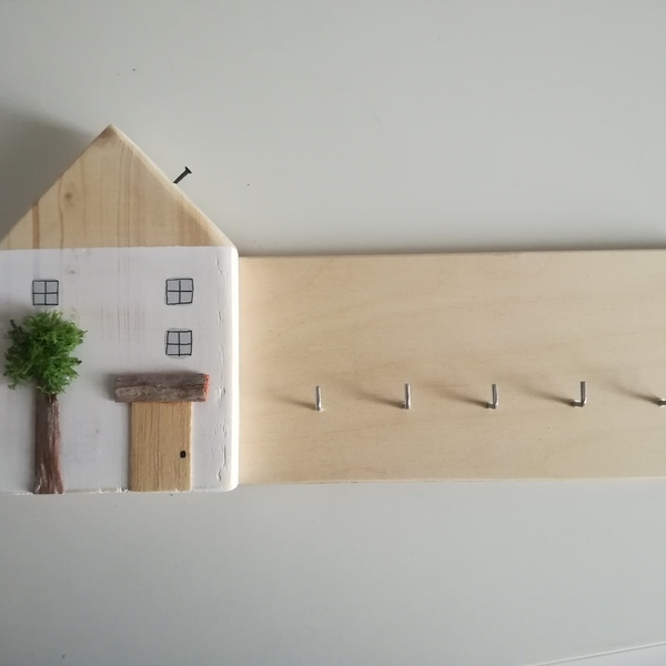 Κλειδοθήκη ξύλινο σπιτάκι 30x15 εκ - κλειδί, κλειδοθήκες - 3