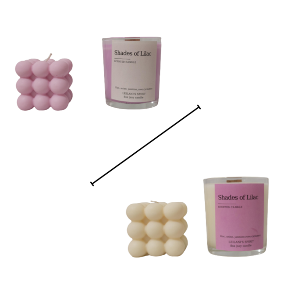 Lilac Gift Box (Αρωματικό Κερί Σόγιας Πασχαλιά (8oz)/Φυτικό Κερί Ελαιοκράμβης σε μορφή κύβου (5,5cm)) - χειροποίητα, αρωματικά κεριά, σετ δώρου