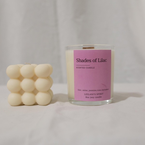 Lilac Gift Box (Αρωματικό Κερί Σόγιας Πασχαλιά (8oz)/Φυτικό Κερί Ελαιοκράμβης σε μορφή κύβου (5,5cm)) - χειροποίητα, αρωματικά κεριά, σετ δώρου - 3