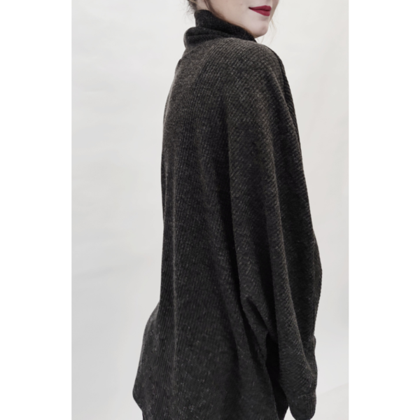 Charcoal Knitted Oversized Tunique - βαμβάκι, μακρυμάνικες - 4