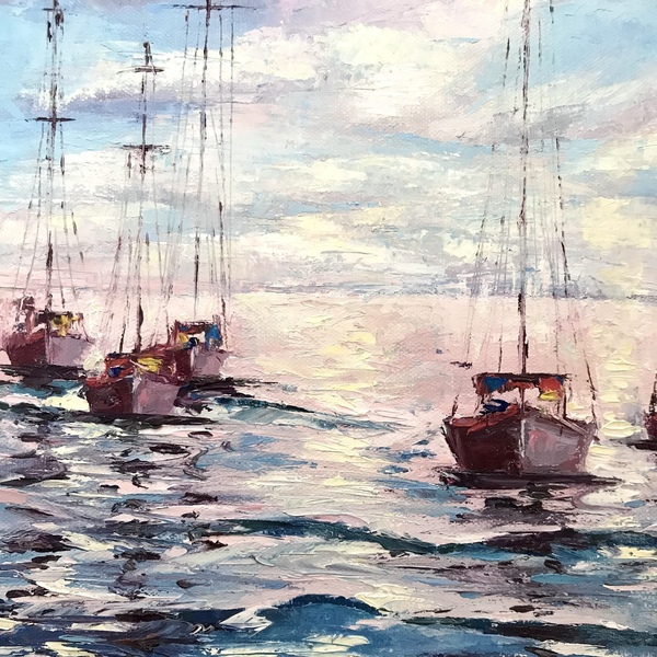 Πίνακας ζωγραφικής «Η αυγή στη θάλασσα» - πίνακες & κάδρα - 2