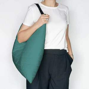 Τσάντα ώμου - Puffer origami bag Teal - ώμου, all day, ύφασμα, μεγάλες