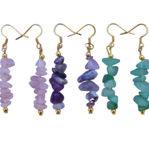 Σκουλαρίκια με χρωματιστούς λίθους - ημιπολύτιμες πέτρες, boho, κρεμαστά, γάντζος, φθηνά