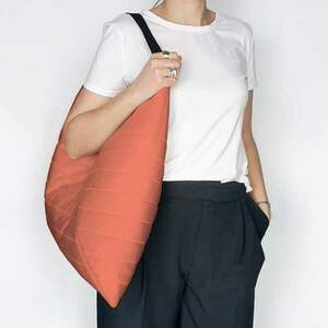 Τσάντα ώμου - Puffer origami bag coral peach - ώμου, all day, ύφασμα, μεγάλες