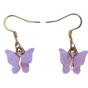 Σκουλαρίκια με πεταλούδα - κρεμαστά, πεταλούδα, ατσάλι, γάντζος, φθηνά
