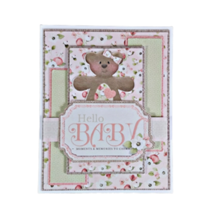 Ευχετήρια κάρτα για νεογέννητο κοριτσάκι με αρκουδάκι - κορίτσι, βρεφικά, γέννηση, δώρα για μωρά, ευχετήριες κάρτες