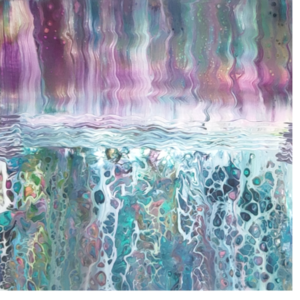 Πίνακας με ακρυλικά στα χρώματα του ουράνιου τόξου σε καμβά 40x40 cm - πίνακες & κάδρα, πίνακες ζωγραφικής
