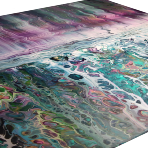Πίνακας με ακρυλικά στα χρώματα του ουράνιου τόξου σε καμβά 40x40 cm - πίνακες & κάδρα, πίνακες ζωγραφικής - 3