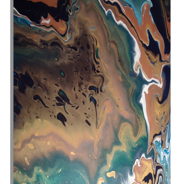 "Ποτάμι" από χρυσό και βαθύ μπλε σε καμβά 50x70 cm - πίνακες & κάδρα, πίνακες ζωγραφικής