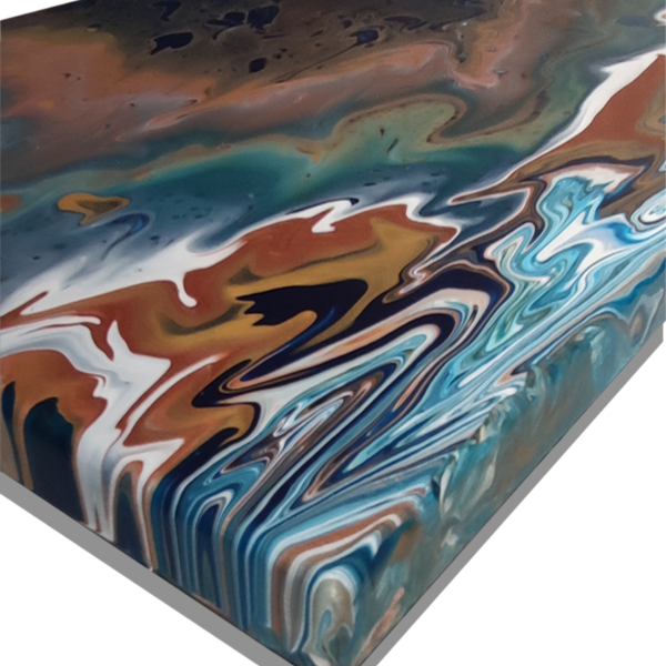 "Ποτάμι" από χρυσό και βαθύ μπλε σε καμβά 50x70 cm - πίνακες & κάδρα, πίνακες ζωγραφικής - 3