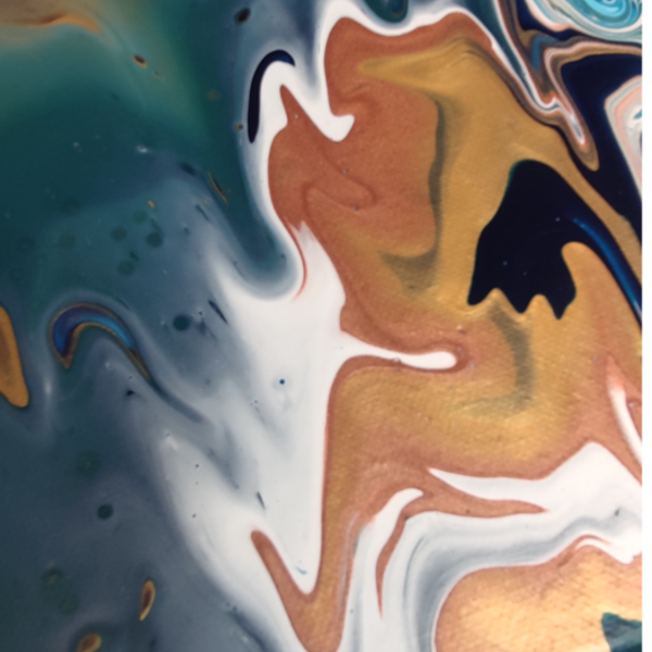 "Ποτάμι" από χρυσό και βαθύ μπλε σε καμβά 50x70 cm - πίνακες & κάδρα, πίνακες ζωγραφικής - 4