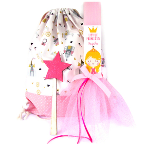 Σετ λαμπάδα με τσάντα και ραβδί "Μικρή πριγκίπισσα" - κορίτσι, λαμπάδες, για παιδιά, πριγκίπισσες, προσωποποιημένα