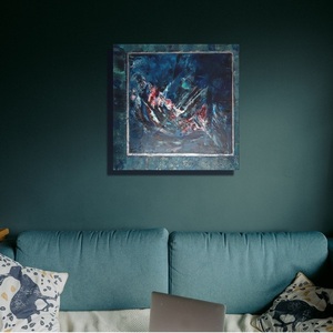 Σε ρετρό ύφος, πίνακας σε καμβά 40x40 cm - πίνακες & κάδρα, ακρυλικό, πίνακες ζωγραφικής - 2