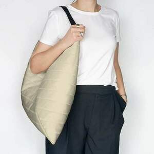 Τσάντα ώμου - Puffer origami bag Cream - ώμου, all day, ύφασμα, μεγάλες