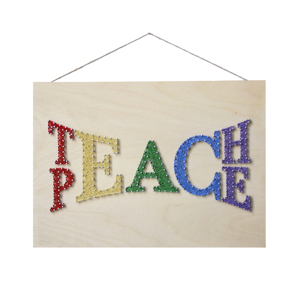 Ξύλινο διακοσμητικό κάδρο για τον τοίχο "Teach Peace" 38x28cm - πίνακες & κάδρα